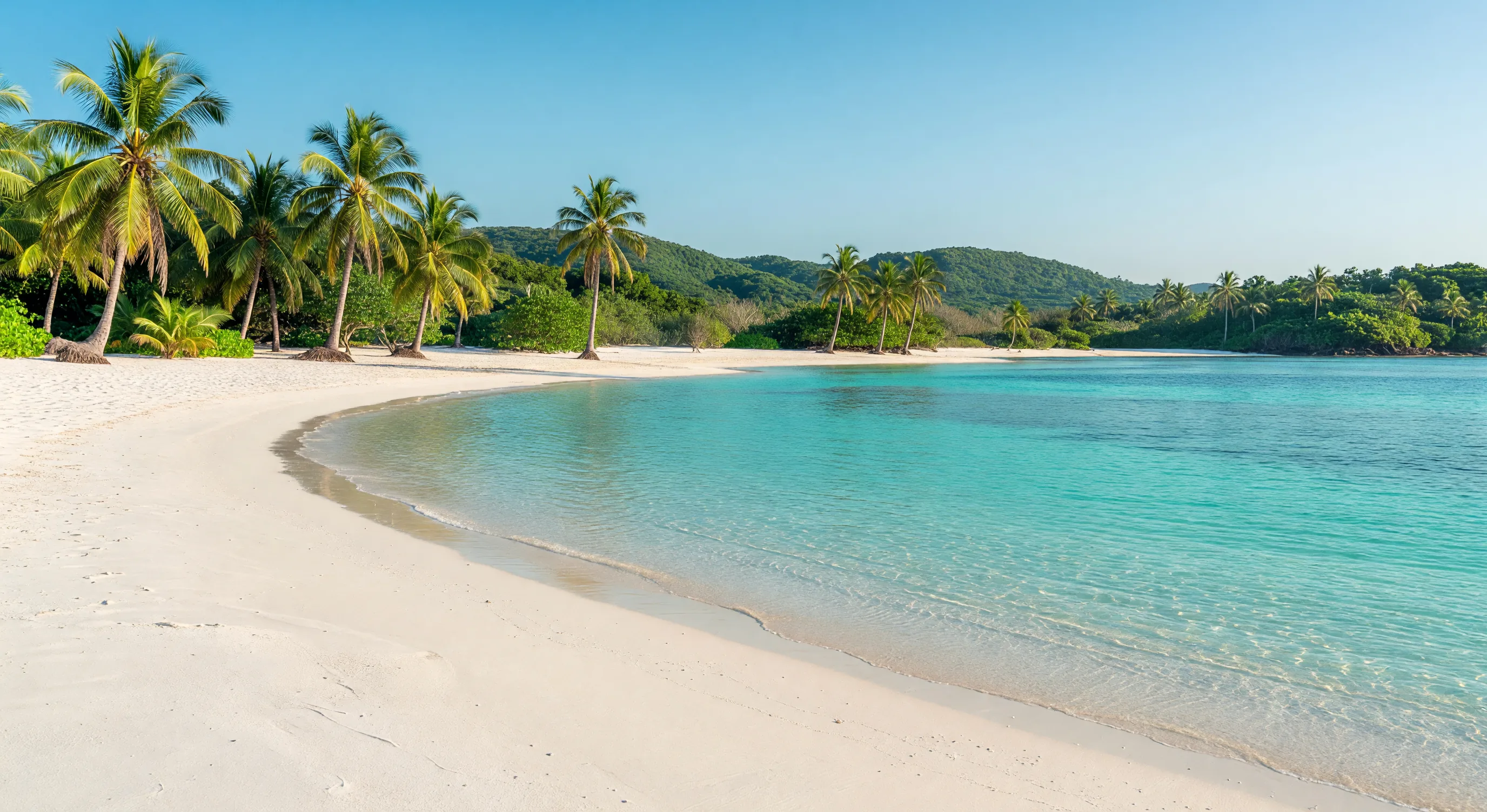 Ishigaki Island tropical lagoon, vibrant turquoise water with coral formations visible below the surface